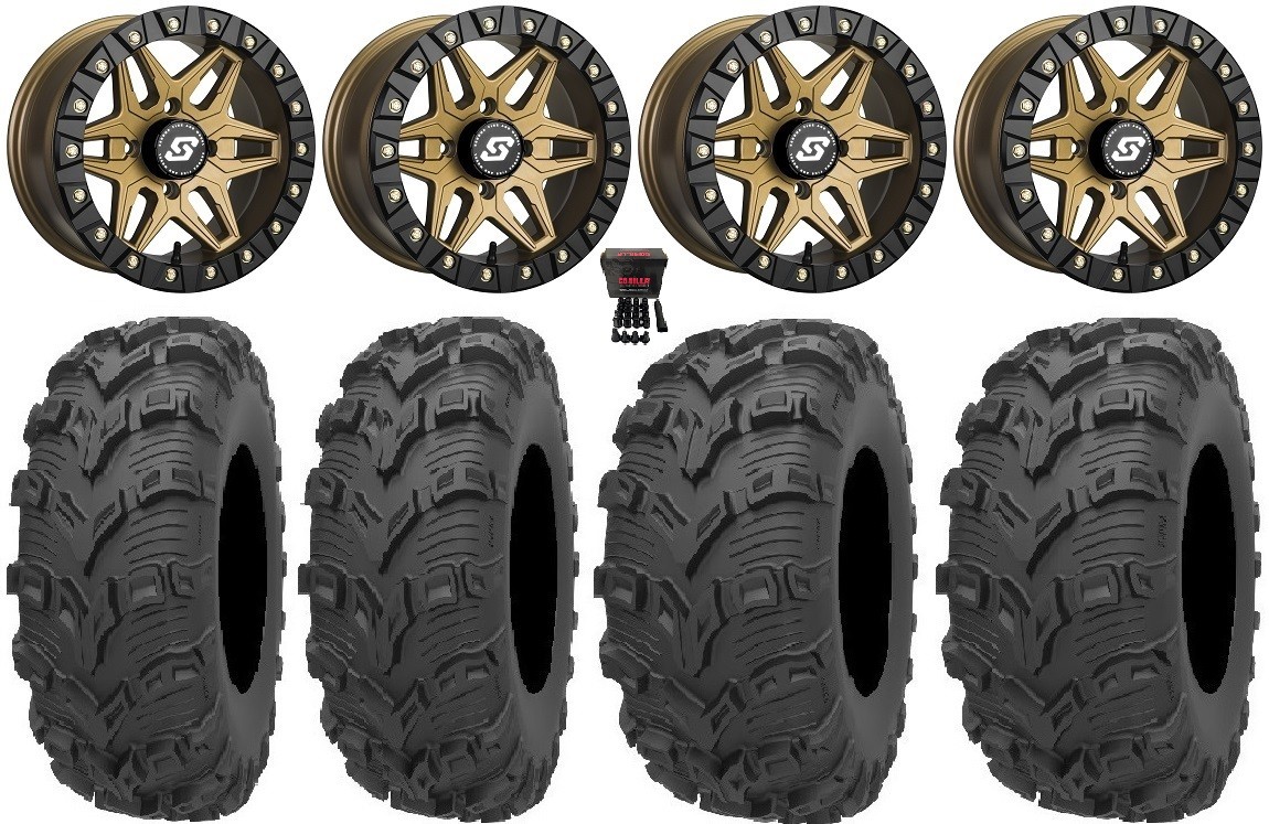 Sedona Split 6 Bdlk 14″ Wheels Br 26″ Bear Claw EVO Tires Yamaha Grizzly Rhino