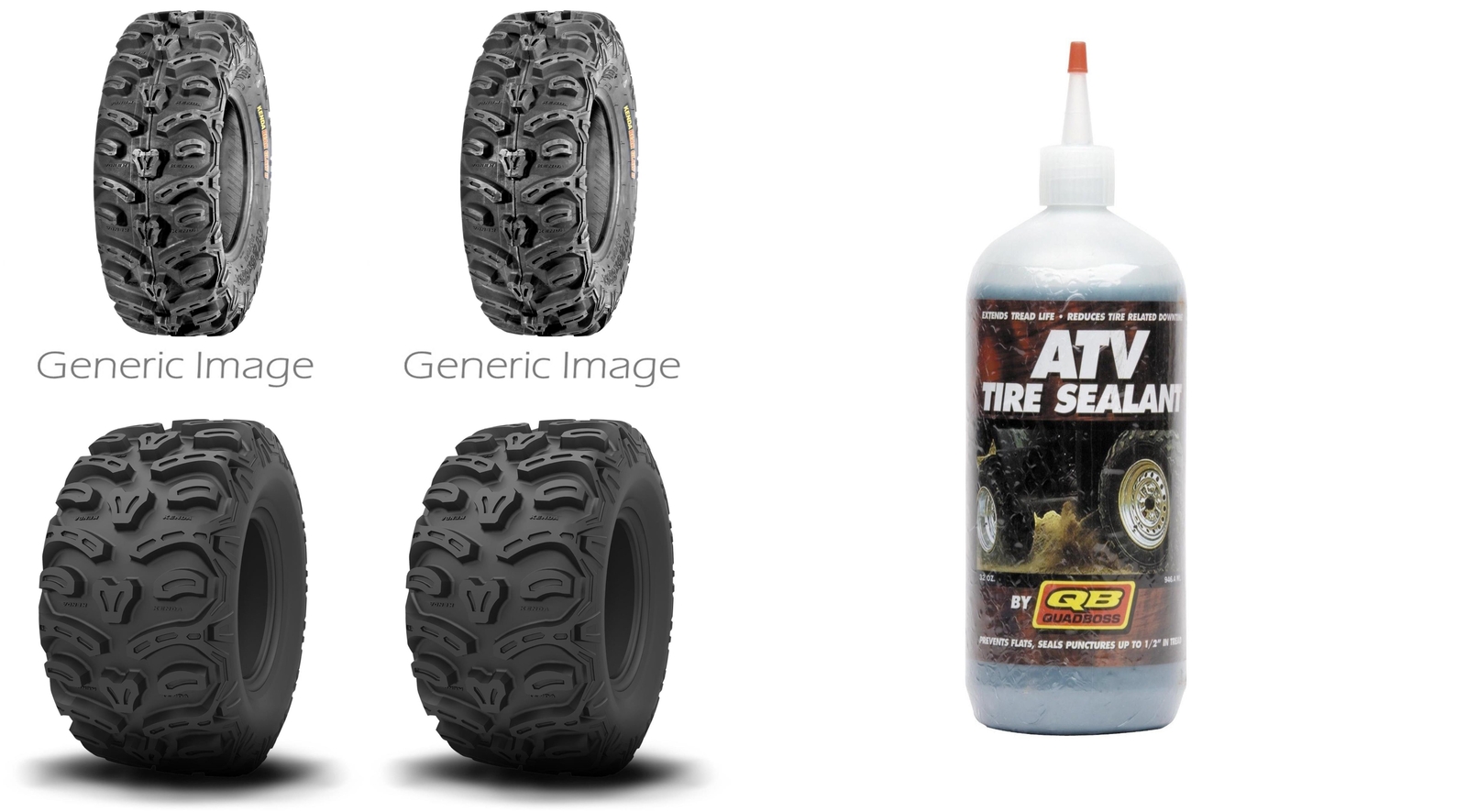 Set of 4 ATV Tires (Bearclaw HTR 27x9R-12 Front, 27x11R-12 Rear) with Sealant
