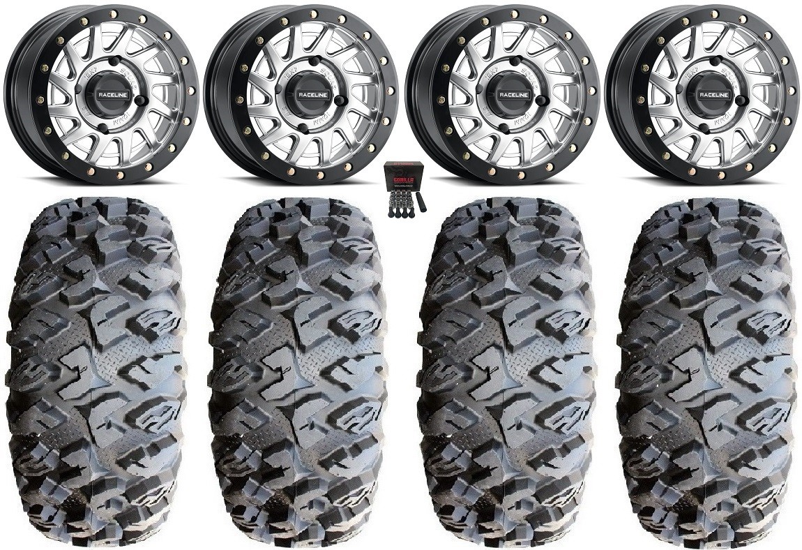 Raceline Squad Bdlk 15″Wheels Si +38mm 31″MotoClaw Tires Kawasaki MuleProFXTKRX