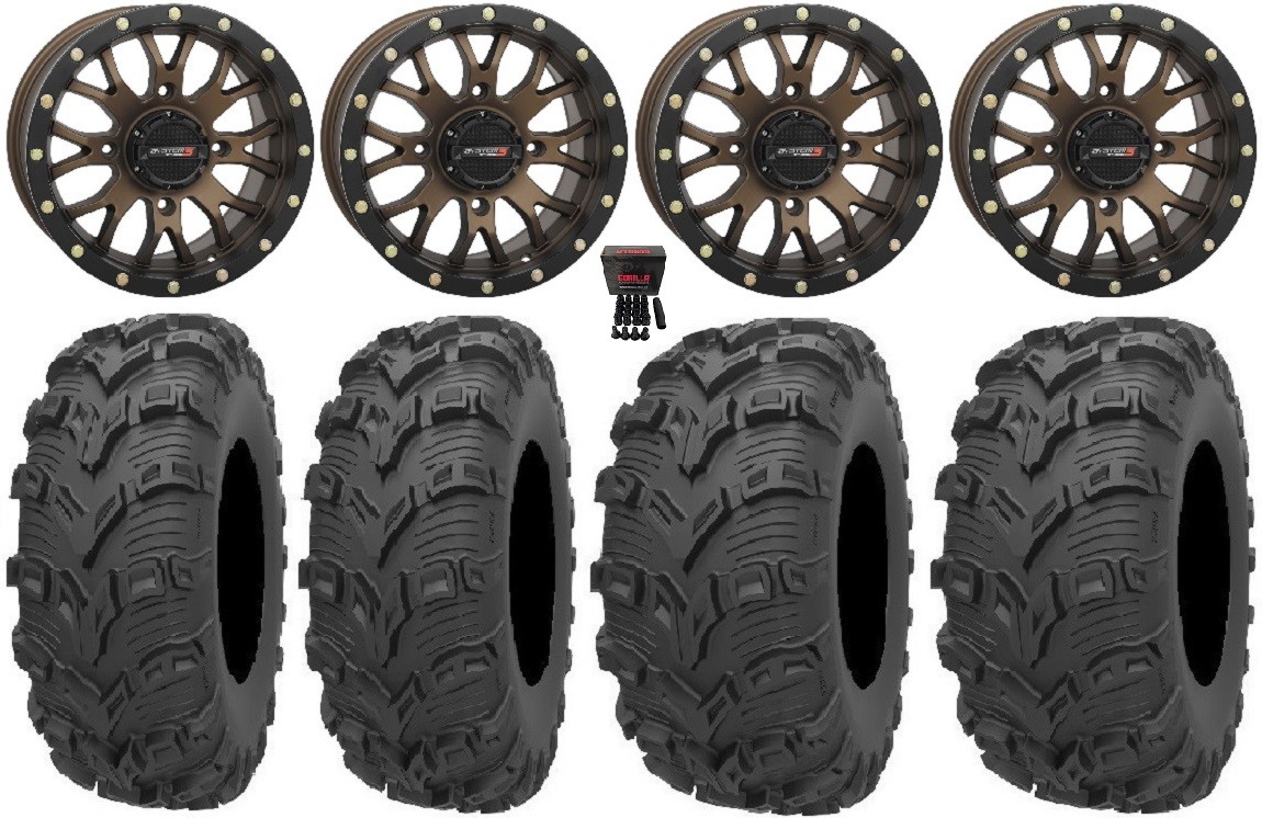 System 3 ST-3 Bronze 14″ Wheels 26″ Bear Claw EVO Tires Honda Rincon Rancher