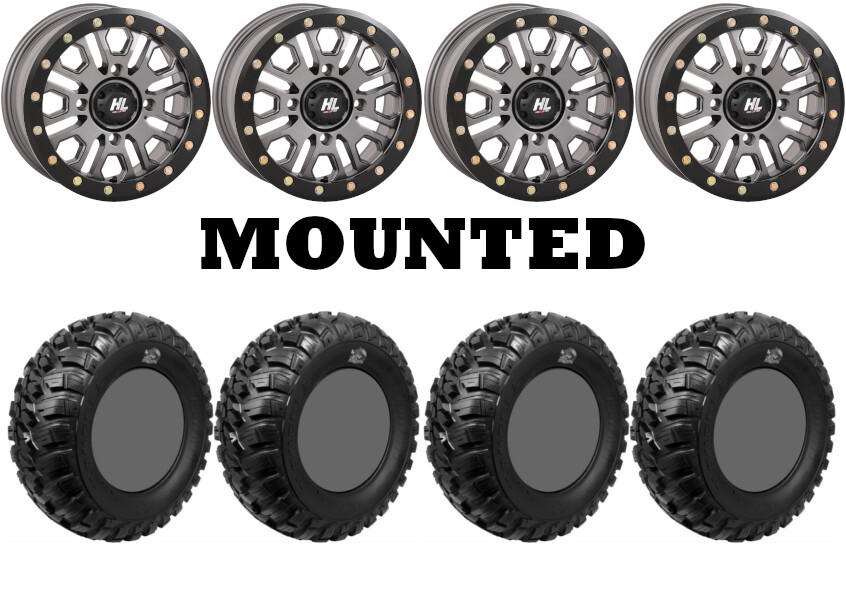 Kit 4 GBC Kanati Mongrel Tires 30×10-14 on High Lifter HL23 Beadlock Gray TER
