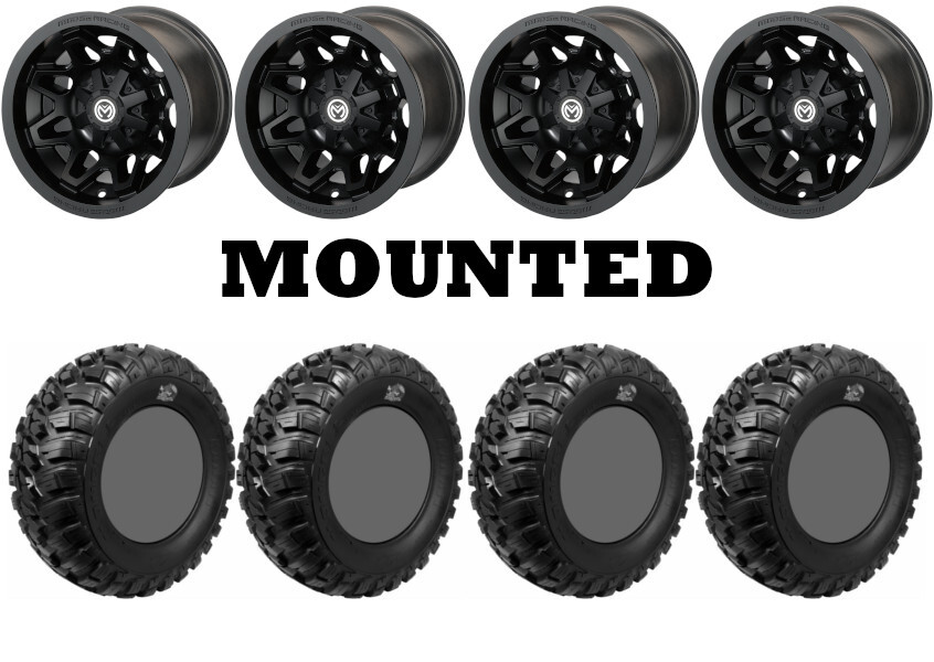 Kit 4 GBC Kanati Mongrel Tires 25×8-12/25×10-12 on Moose 416X Matte Black HP1K