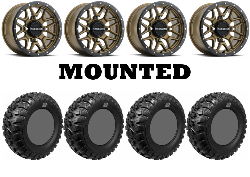 Kit 4 GBC Kanati Mongrel Tires 28×10-15 on Raceline Krank Bronze Wheels HP1K