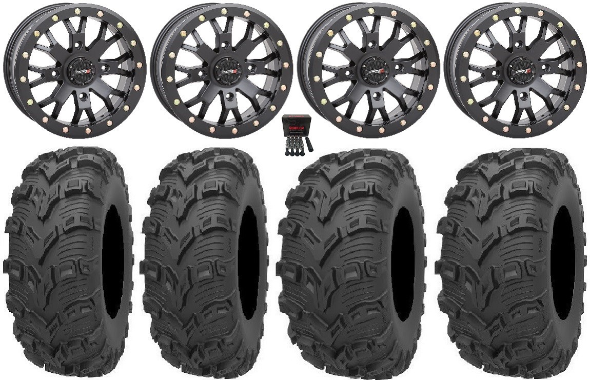 System 3 SB-4 Bk 4+3 14″Wheels 26″Bear Claw EVO Tires Kawasaki Mule Pro FXTKRX