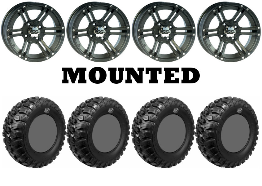 Kit 4 GBC Kanati Mongrel Tires 26×10-12 on ITP SS212 Matte Black Wheels POL