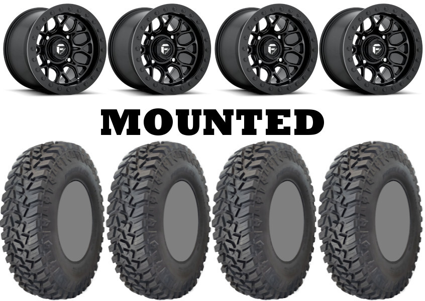 Kit 4 GBC Kanati Mongrel SQ 33×10-15 on Fuel Tech Beadlock Matte Black D916 HP1K