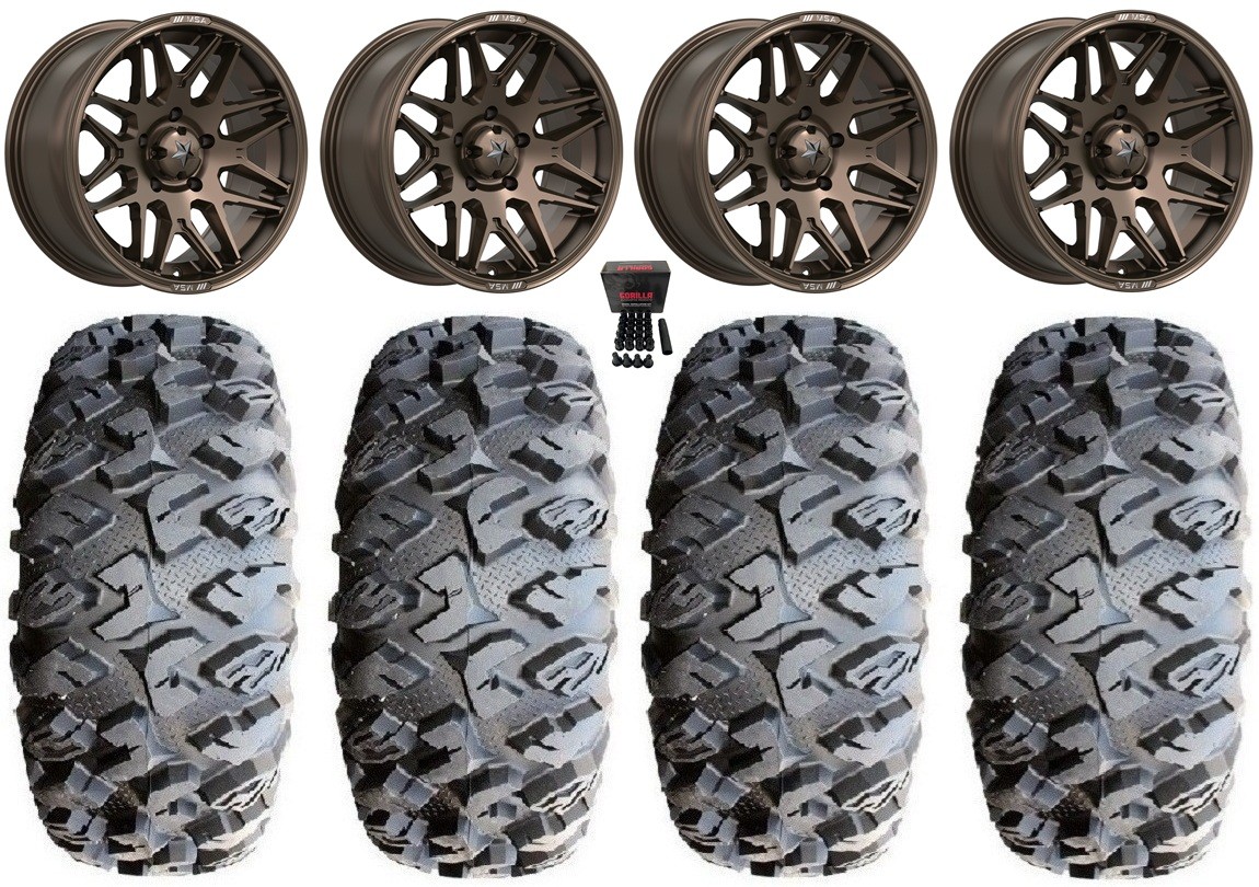 MSA Radar 15″ Wheels Matte Bronze 31″ MotoClaw Tires CFMoto ZForce Z10 / Z10-4