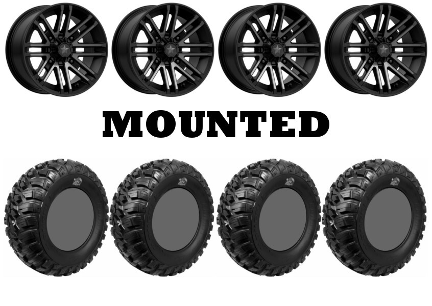 Kit 4 GBC Kanati Mongrel Tires 32×10-15 on MSA M40 Rogue Machined Wheels FXT