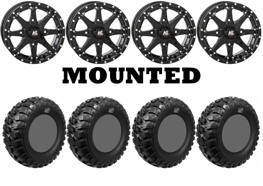 Kit 4 GBC Kanati Mongrel Tires 30×10-14 on High Lifter HL10 Black Wheels TER