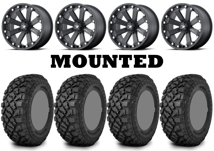 Kit 4 Kenda Klever XT Tires 28×10-14 on MSA M20 Kore Black Wheels WCT