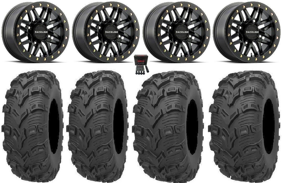 Raceline Ryno Bdlk 14″ Bk Wheels 26″ Bear Claw EVO Tires Polaris Sportsman