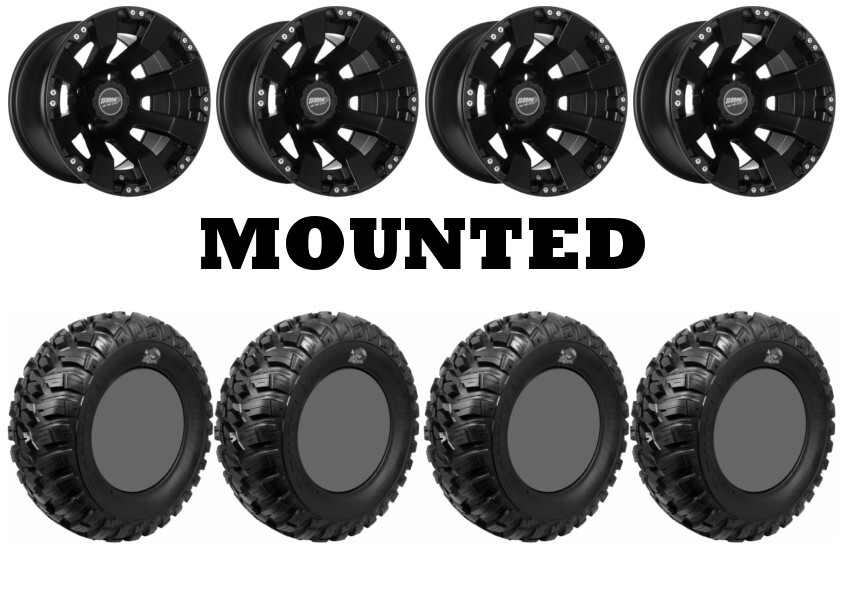 Kit 4 GBC Kanati Mongrel Tires 26×10-12 on Sedona Spyder Black Wheels FXT