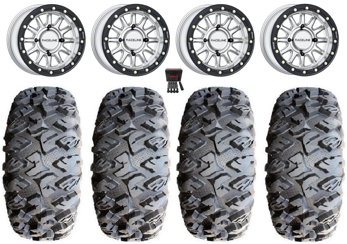 Raceline Alpha Hyper 15″ Wheels Silver 31″ MotoClaw Tires Yamaha YXZ (2019+)