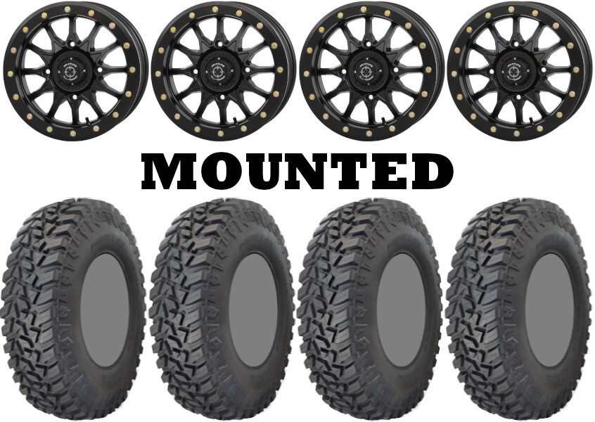 Kit 4 GBC Kanati Mongrel SQ Tires 31×10-15 on Frontline 223 Beadlock Black CAN