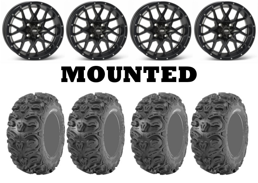 Kit 4 Kenda Bearclaw HTR K587 25×8-12/25×10-12 on ITP Hurricane Matte Black SRA