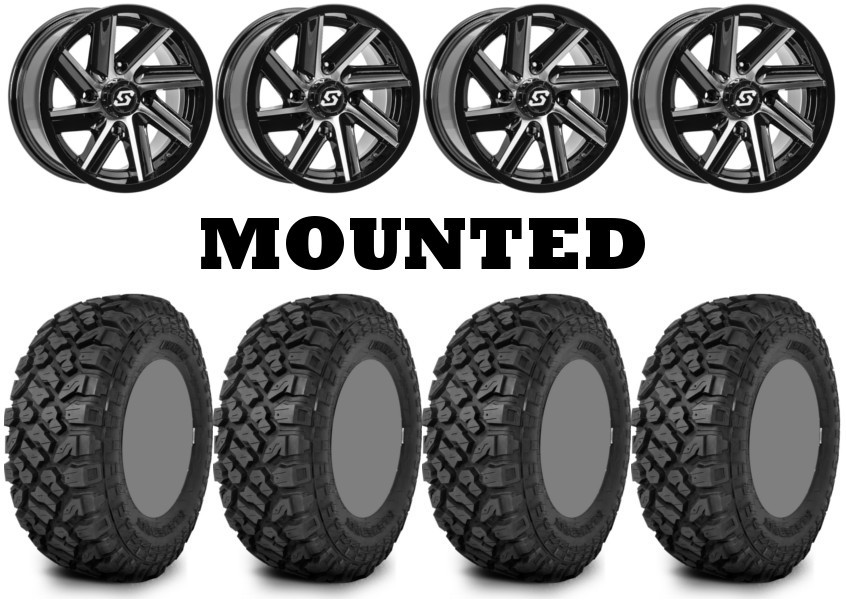 Kit 4 Kenda Klever XT Tires 28×10-14 on Sedona Chopper Machined Wheels IRS