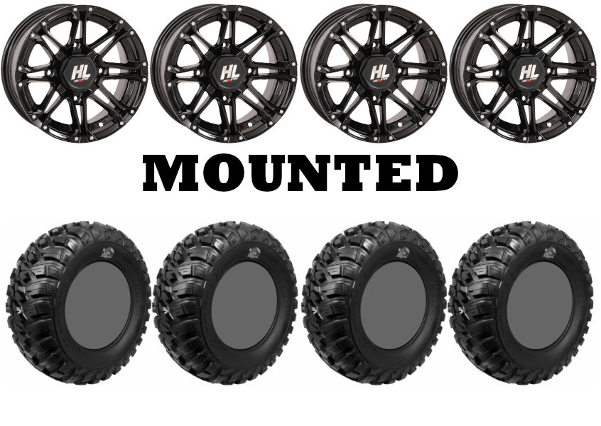 Kit 4 GBC Kanati Mongrel Tires 26×10-12 on High Lifter HL3 Black Wheels IRS