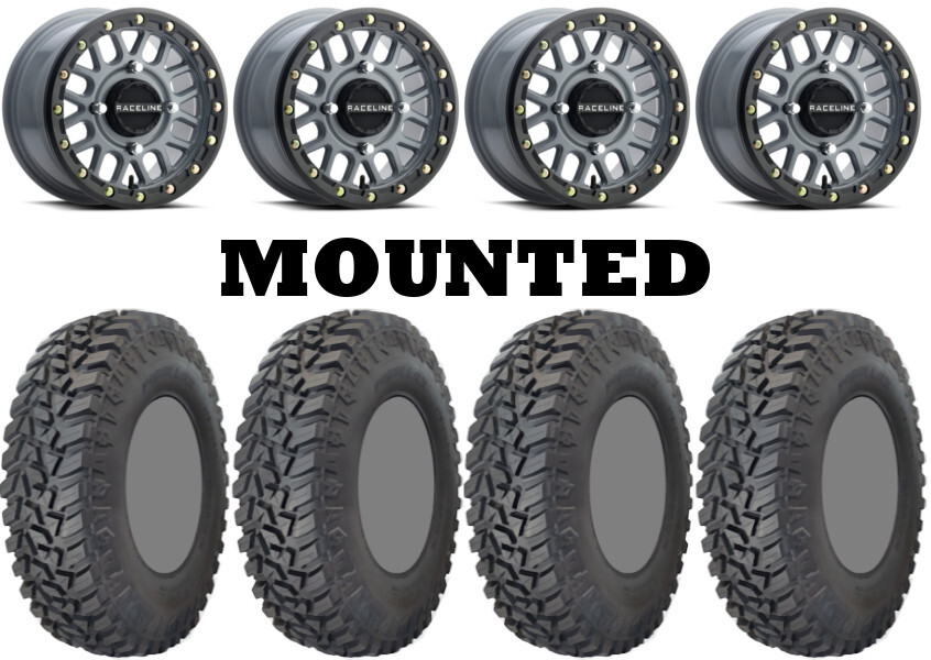 Kit 4 GBC Kanati Mongrel SQ 31×10-15 on Raceline Podium Beadlock Gray Narrow TER