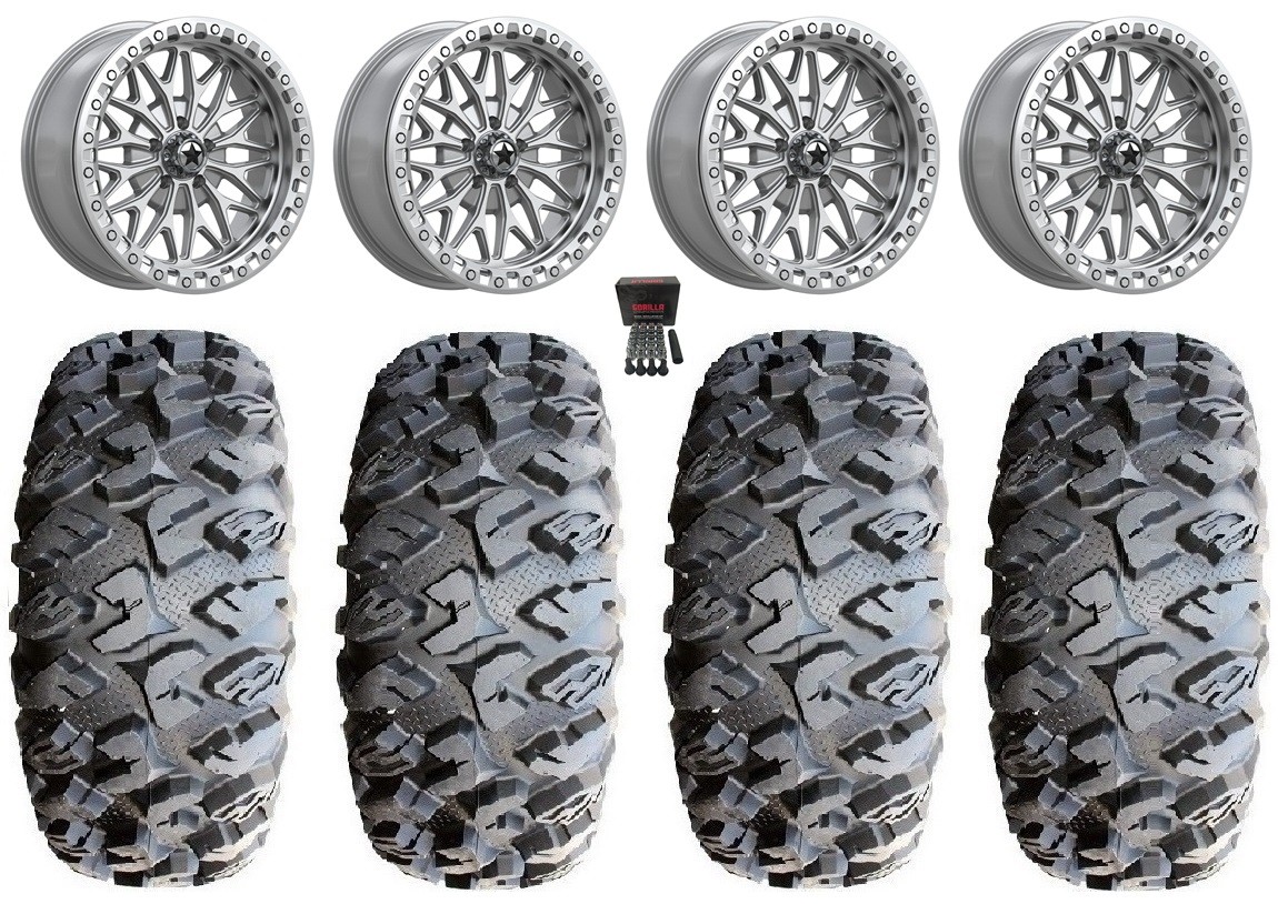 MSA Bolo Bdlk 18″ Wheels Silver 33″ MotoClaw Tires CFMoto ZForce Z10 / Z10-4