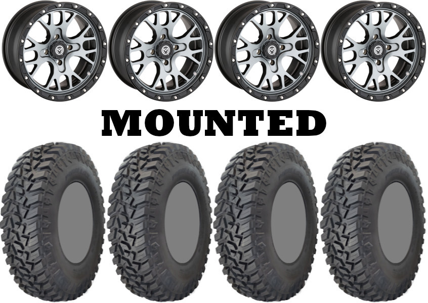 Kit 4 GBC Kanati Mongrel SQ Tires 30×10-14 on Moose 545X Machined Wheels CAN