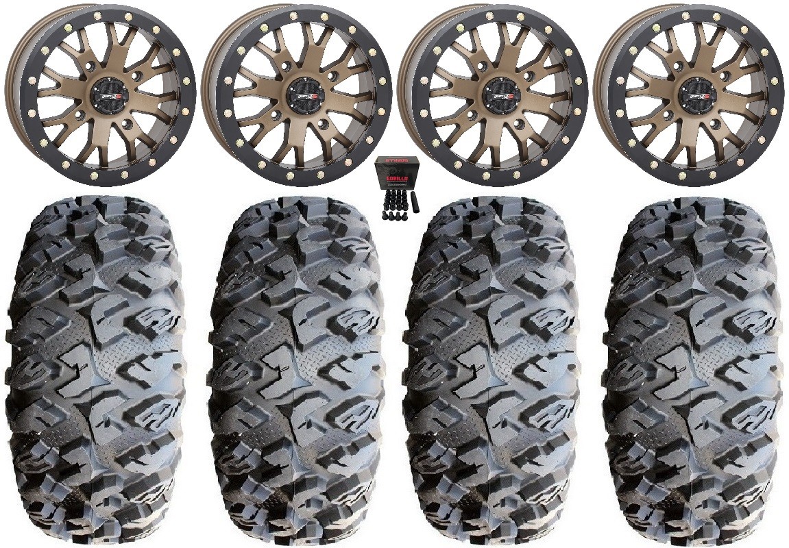 System 3 SB-4 Bronze (4+3) 14″ Wheels 27″ MotoClaw Tires Yamaha YXZ (2019+)