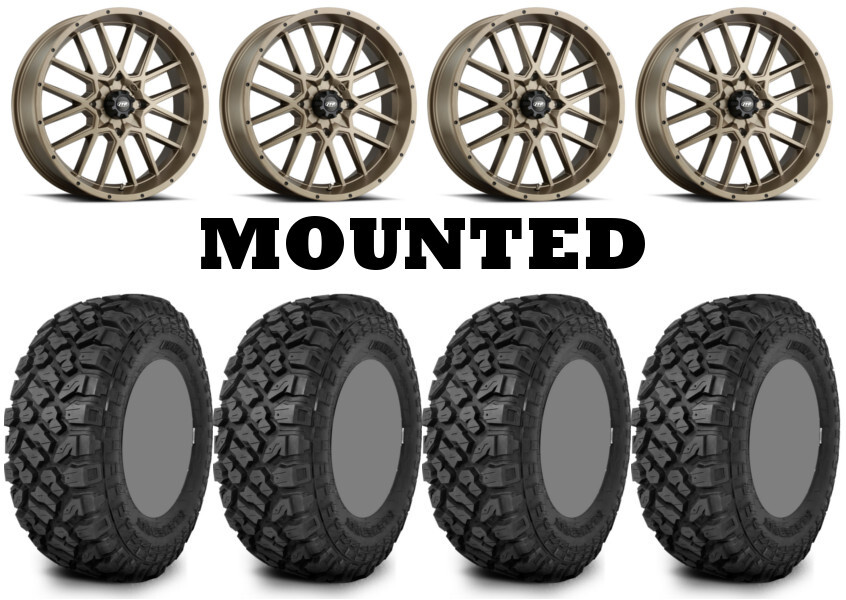 Kit 4 Kenda Klever XT Tires 28×10-14 on ITP Hurricane Bronze Wheels 1KXP