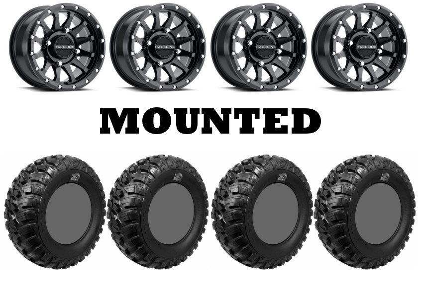 Kit 4 GBC Kanati Mongrel Tires 28×10-15 on Raceline Trophy Matte Black CAN