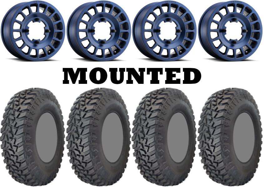 Kit 4 GBC Kanati Mongrel SQ Tires 33×10-15 on Method 407 Bead Grip Blue 1KXP