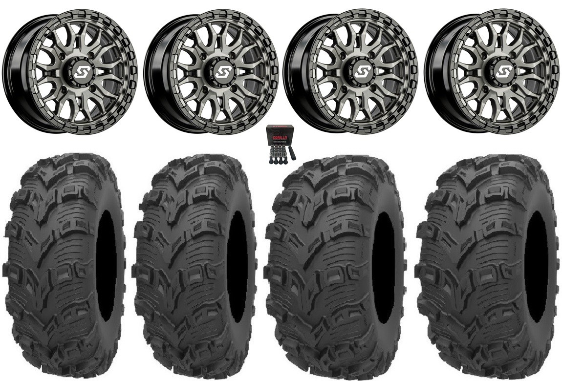 Sedona Ignition 14″ Wheels Gunmetal 26″ Bear Claw EVO Tires Textron Wildcat XX