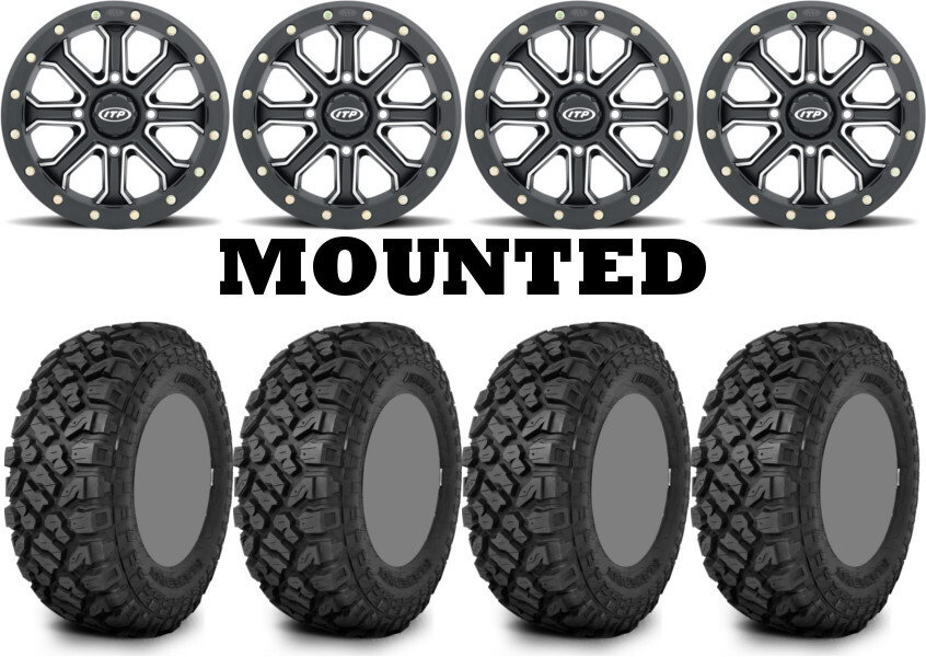 Kit 4 Kenda Klever XT Tires 28×10-14 on ITP Inertia Beadlock Black Wheels CAN