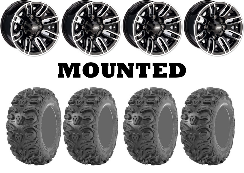 Kit 4 Kenda Bearclaw HTR K587 Tires 25×8-12/25×10-12 on Moose 112X Black HP1K