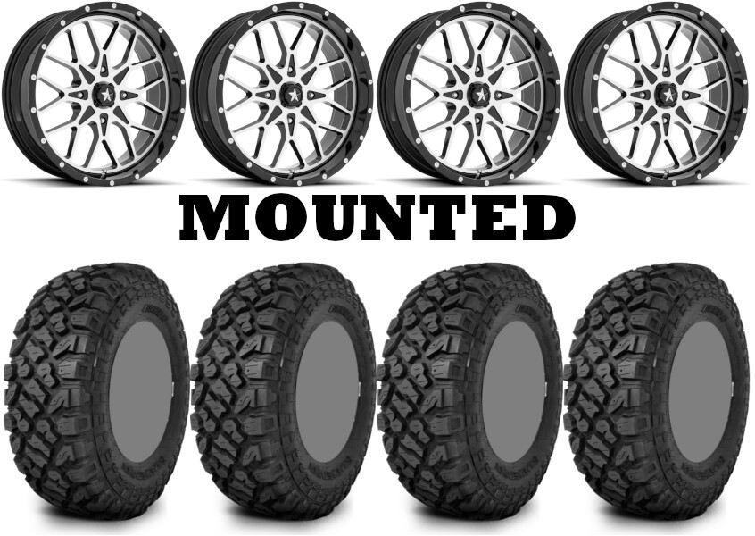 Kit 4 Kenda Klever XT Tires 28×10-14 on MSA M45 Portal Machined Wheels CAN