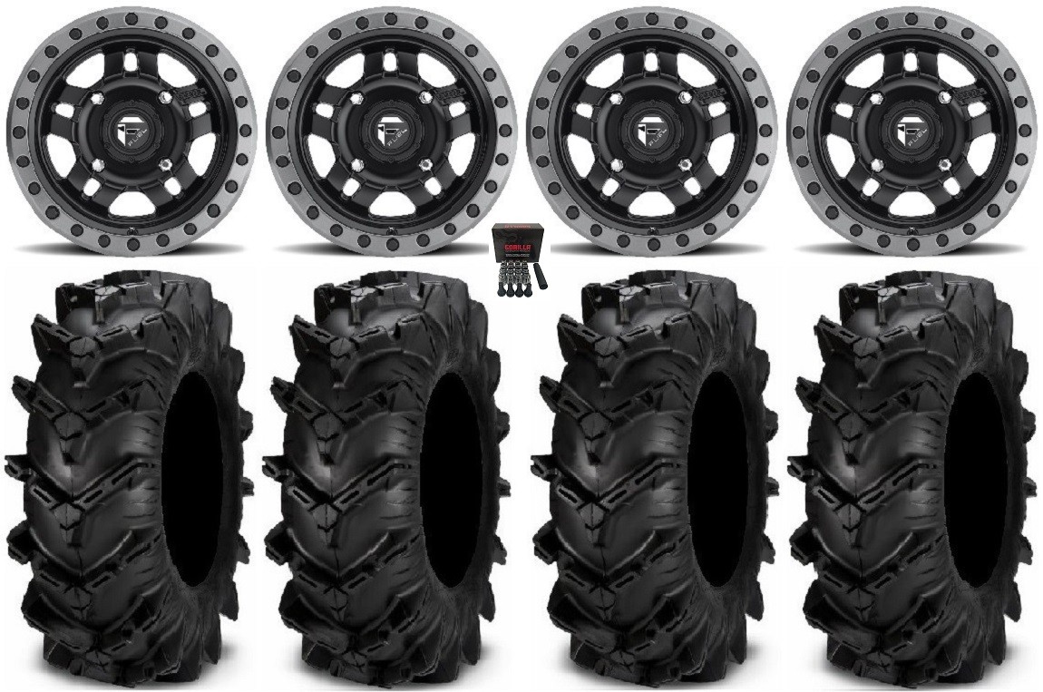 Fuel Anza Black 15″ Wheels 32″ Cryptid Tires Textron Wildcat XX