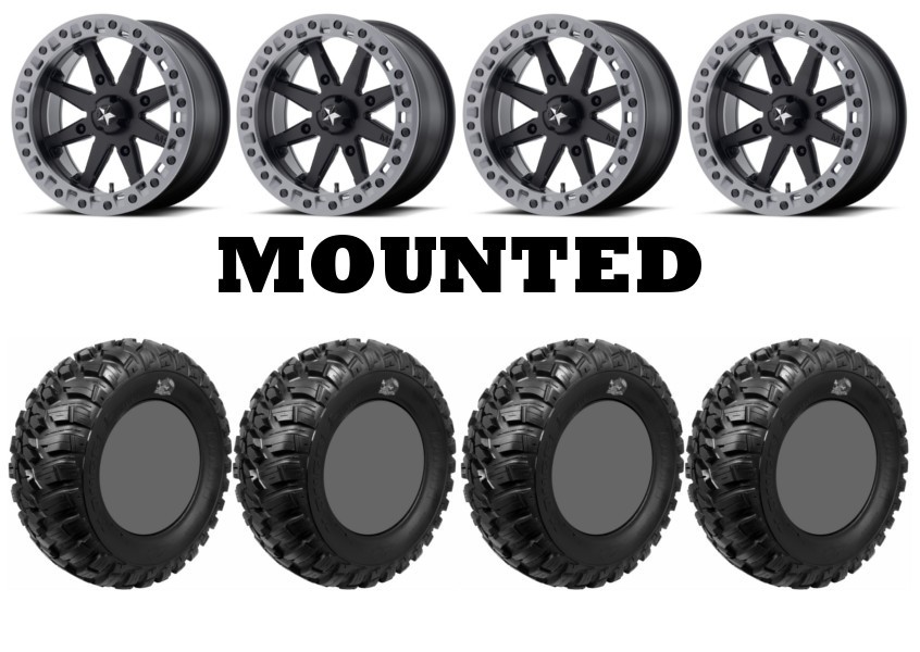 Kit 4 GBC Kanati Mongrel Tires 28×10-15 on MSA M31 Lok2 Beadlock Black 550
