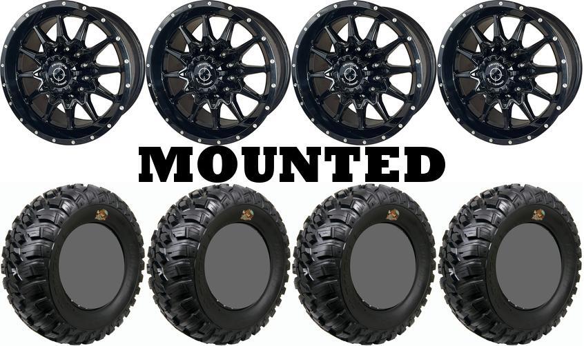 Kit 4 GBC Kanati Mongrel Tires 32×10-14 on Frontline 762 Black Wheels H700