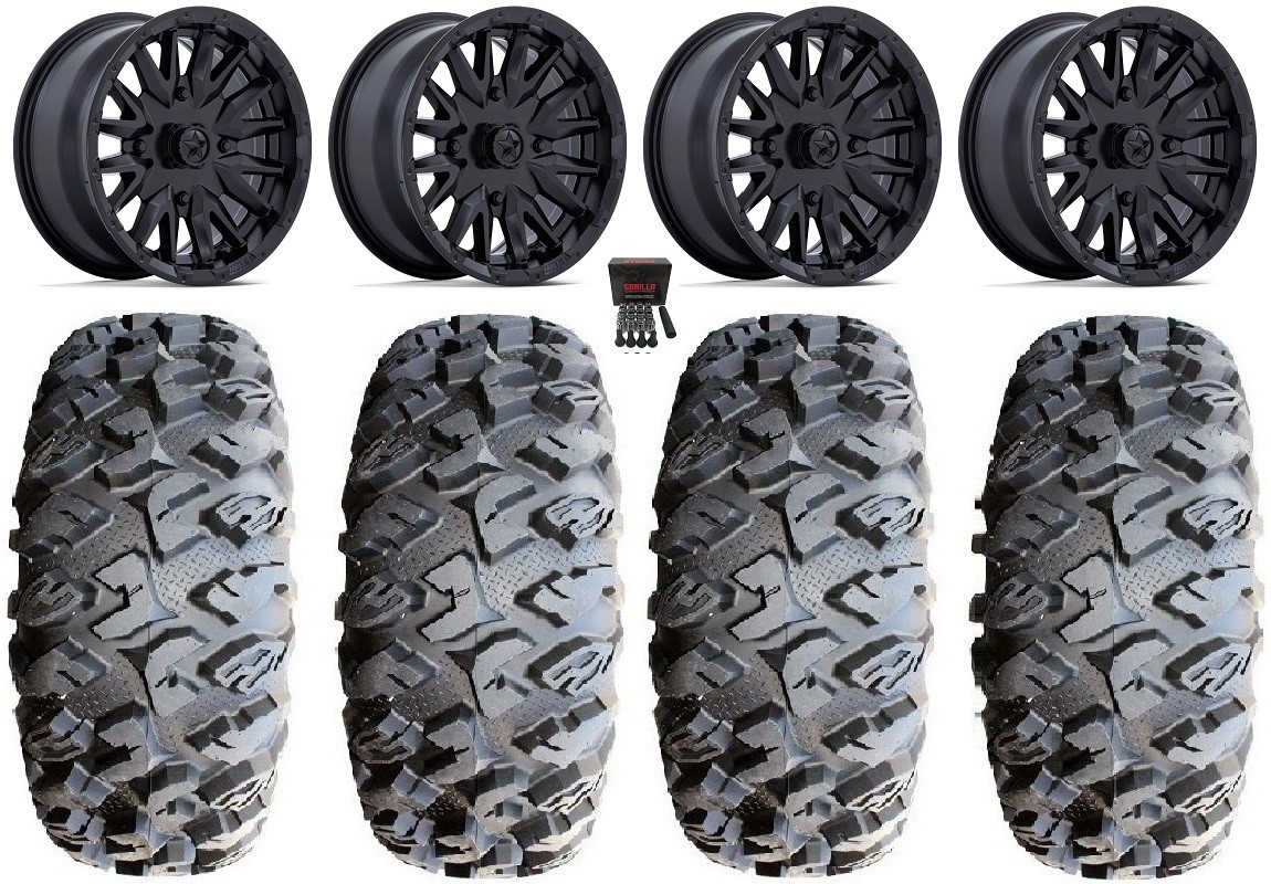 MSA Creed 16″ Wheels Black 32″ MotoClaw Tires Honda Pioneer