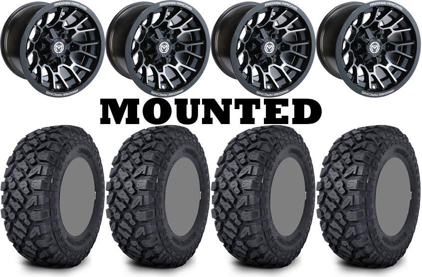 Kit 4 Kenda Klever XT Tires 32×10-15 on Moose 24X Black Wheels CAN