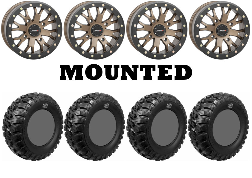 Kit 4 GBC Kanati Mongrel Tires 32×10-14 on System 3 SB-4 Beadlock Bronze FXT