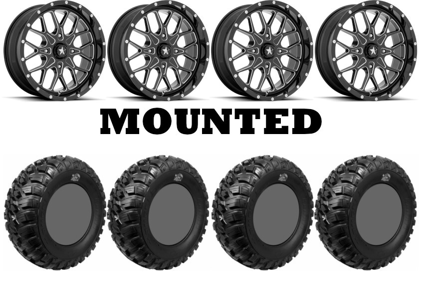 Kit 4 GBC Kanati Mongrel Tires 28×10-15 on MSA M45 Portal Black Wheels TER