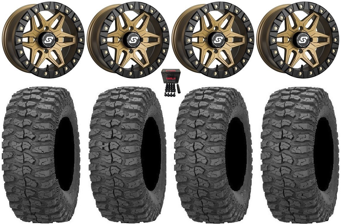 Sedona Split 6 Bdlk 15″Br Wheels 32″Rock-A-Billy Tires Kawasaki Mule Pro FXTKRX