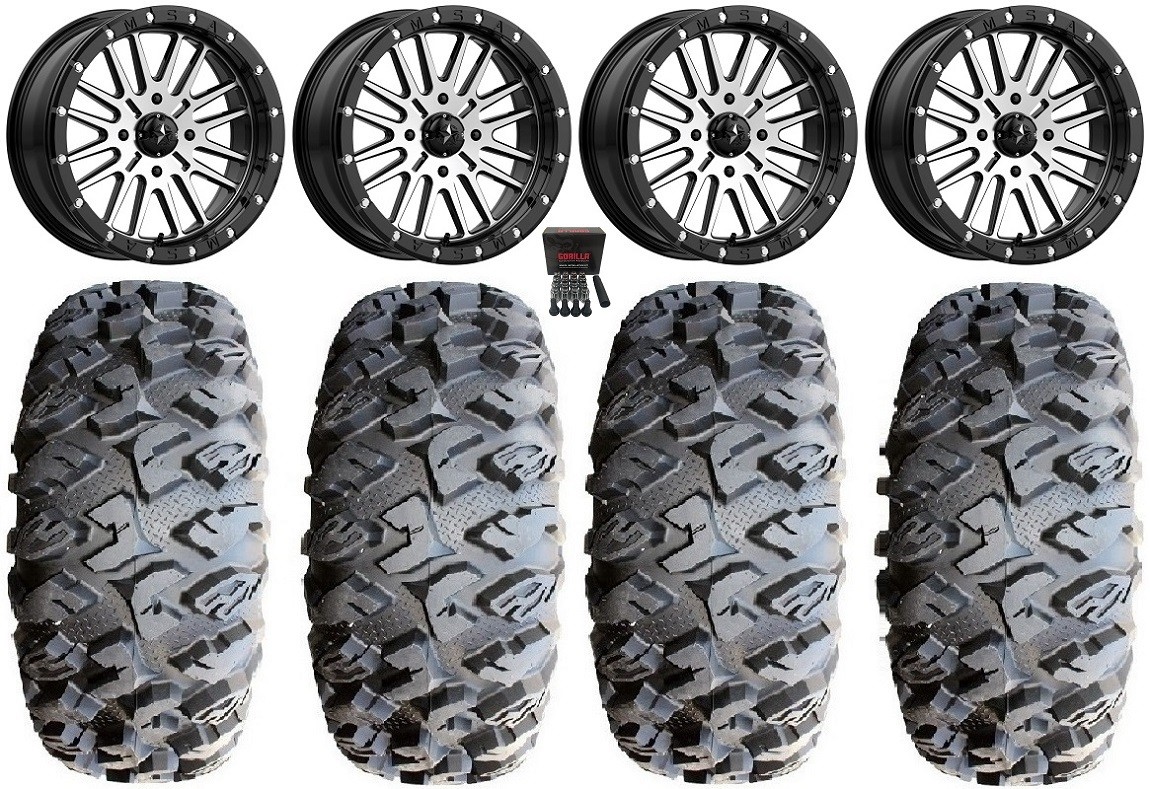 MSA Brute Beadlock 18″ UTV Wheels 33″ MotoClaw Tires Kawasaki Teryx Mule