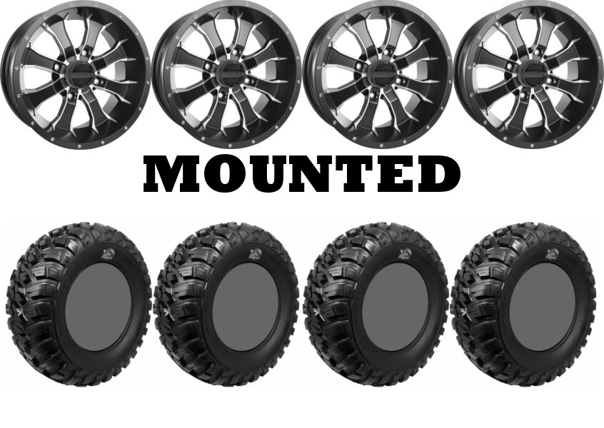 Kit 4 GBC Kanati Mongrel Tires 32×10-14 on Raceline A77 Mamba Black Wheels POL