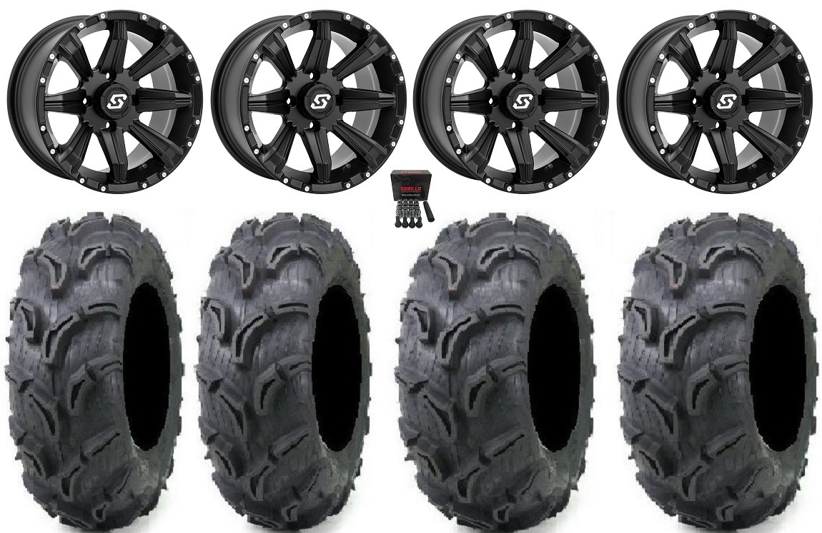 Sedona Sparx 14″ Wheels Black 28″ Zilla Tires Sportsman 550 850 1000