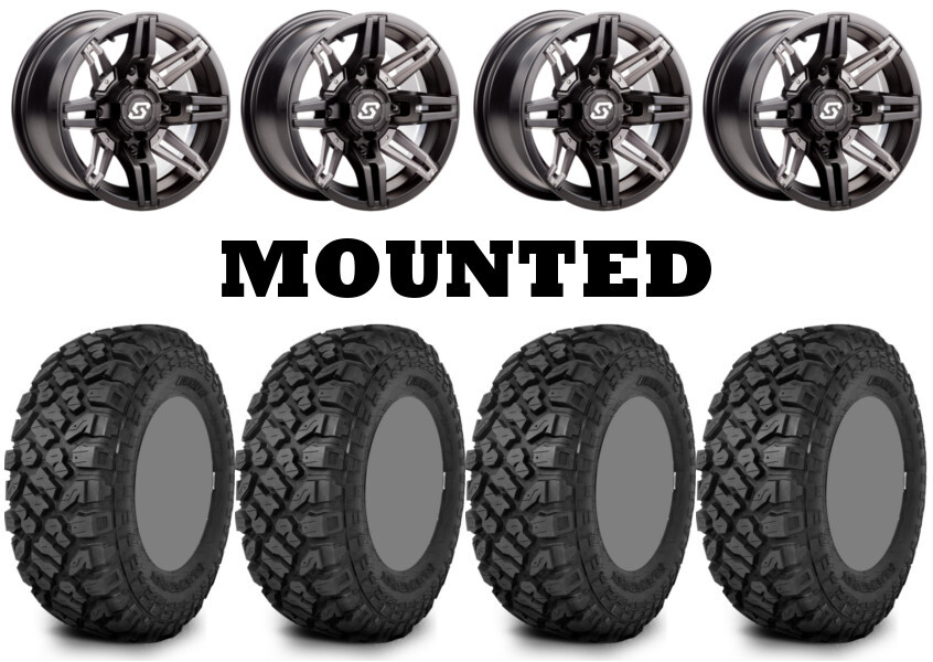 Kit 4 Kenda Klever XT Tires 28×10-14 on Sedona Rukus Grey 12mm Wheels CAN