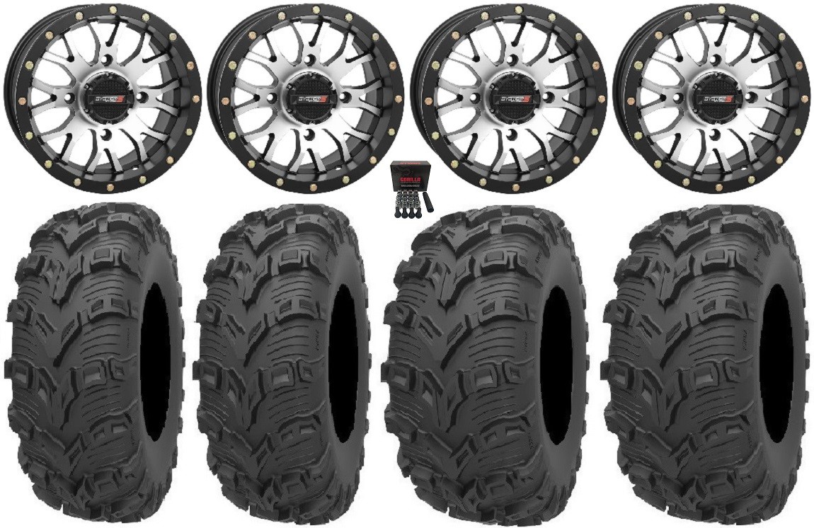 System 3 ST-3 Machined 14″ Wheels 26″ Bear Claw EVO Tires RZR Turbo S / RS1