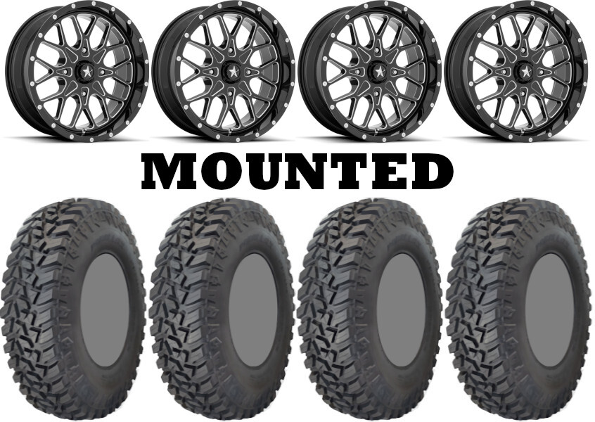 Kit 4 GBC Kanati Mongrel SQ Tires 30×10-14 on MSA M45 Portal Black Wheels POL