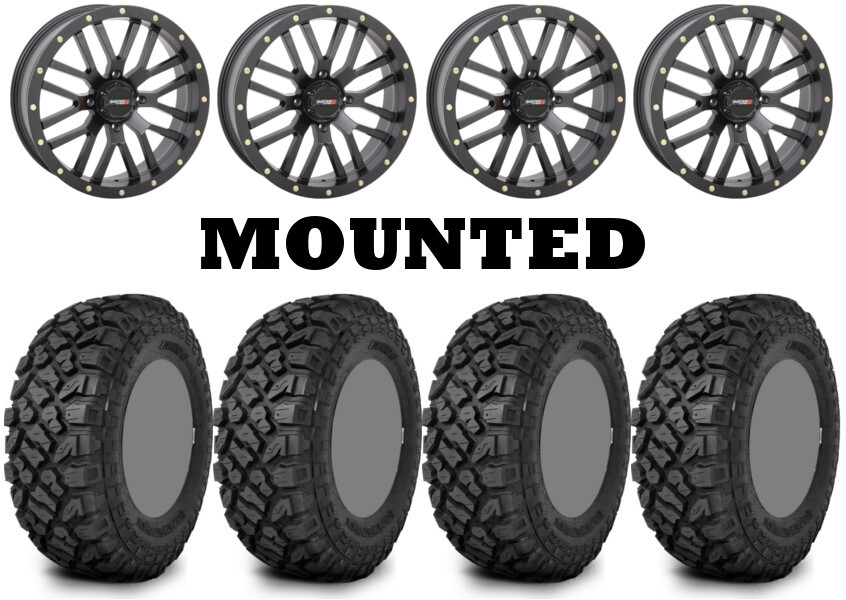 Kit 4 Kenda Klever XT Tires 27×9-14 on System 3 ST-3 Matte Black Wheels POL