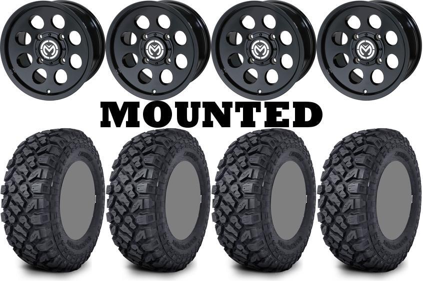 Kit 4 Kenda Klever XT Tires 30×10-14 on Moose 26X Black Wheels HP1K