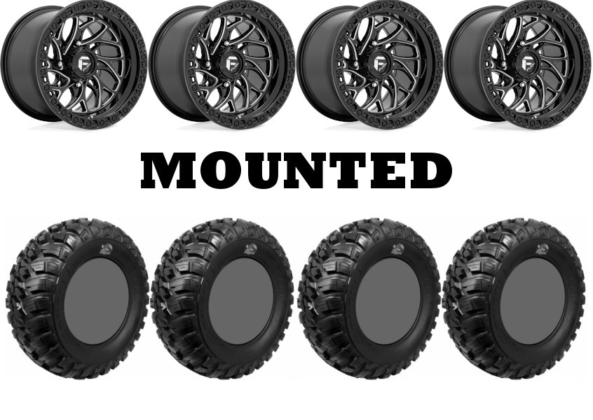 Kit 4 GBC Kanati Mongrel Tires 28×10-15 on Fuel Runner Black Wheels CAN
