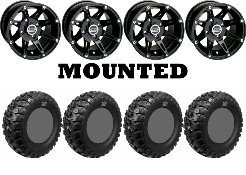 Kit 4 GBC Kanati Mongrel Tires 27×9-12/27×11-12 on Moose 387X Black Wheels 550